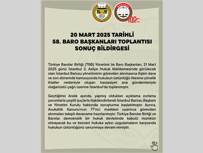 58. BARO BAŞKANLARI TOPLANTISI SONUÇ BİLDİRGESİ