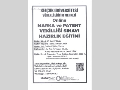 MARKA VE PATENT VEKİLLİĞİ SINAV HAZIRLIK EĞİTİMİ