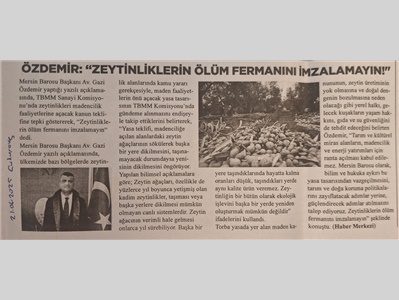 "Zeytinliklerin ölüm fermanını imzalamayın ! "