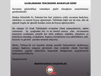 ULUSLARARASI TEHLİKEDEKİ AVUKATLAR GÜNÜ
