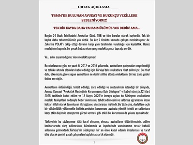 BAROLAR ORTAK AÇIKLAMA YAPARAK, TBMM'DEKİ AVUKAT VE HUKUKÇU VEKİLLERE SESLENDİ