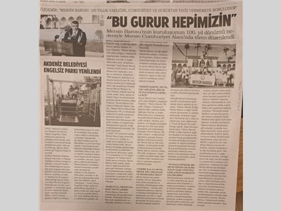 Mersin Barosu'nun kuruluşunun 100. yılı nedeniyle tören düzenlendi