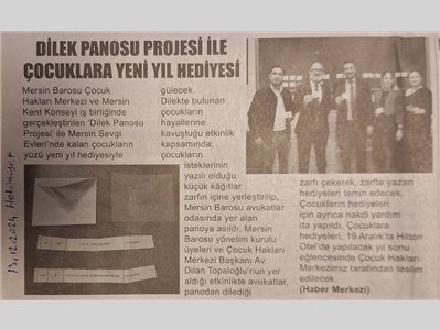 "Dilek Panosu" Projesi ile çocuklara yılbaşı hediyesi
