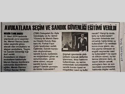 Avukatlara Sandık ve Seçim Güvenliği Eğitimi Verildi