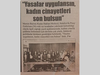 Yasalar uygulansın, kadın cinayetleri son bulsun !