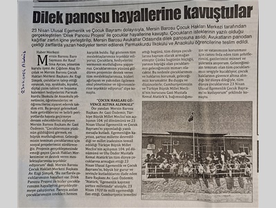 Dilek Panosu Projesi ile çocuklar hayallerine kavuştu
