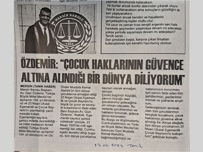 BARO BAŞKANIMIZDAN 23 NİSAN MESAJI