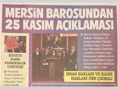 25 Kasım Kadına Yönelik Şiddete Karşı Uluslararası Mücadele Günü Basın Açıklaması