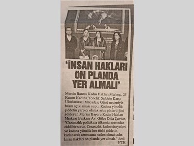25 Kasım Kadına Yönelik Şiddete Karşı Uluslararası Mücadele Günü Basın Açıklaması
