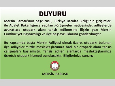 AVUKATLARA ADLİYEDE ÜCRETSİZ OTOPARK TAHSİSİ