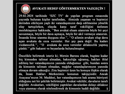AVUKATI HEDEF GÖSTERMEKTEN VAZGEÇİN !
