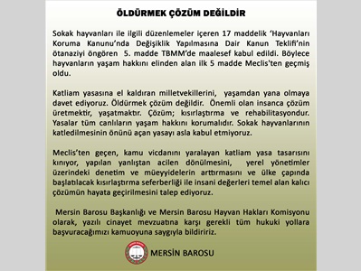 ÖLDÜRMEK ÇÖZÜM DEĞİLDİR !