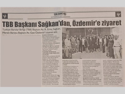 TBB Başkanı Sağkan'dan Baromuza ziyaret
