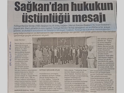 TBB Başkanı Sağkan'dan Baromuza ziyaret