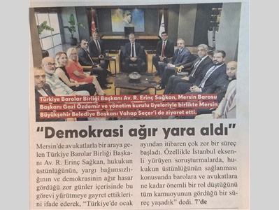 TBB Başkanı Sağkan'dan Baromuza ziyaret