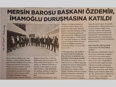 Baro Başkanımız Av. Gazi Özdemir, İmamoğlu duruşmasına katıldı