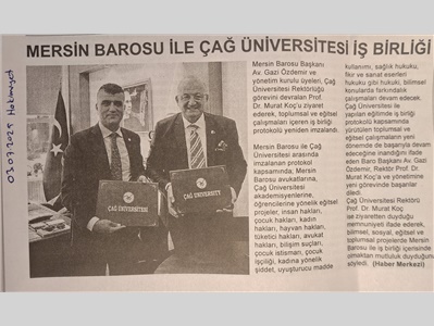 Mersin Barosu ile Çağ Üniversitesi arasındaki iş birliği protokolü yenilendi