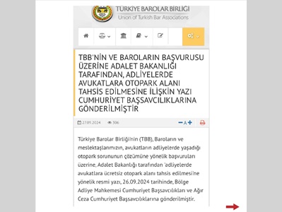 AVUKATLARA ÜCRETSİZ OTOPARK TAHSİSİNE İLİŞKİN DETAYLI AÇIKLAMA