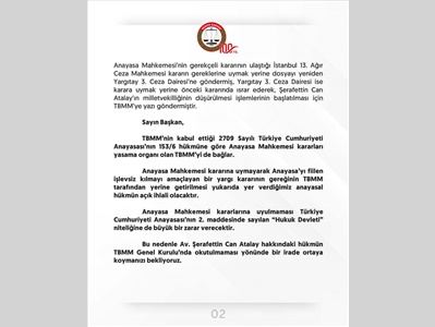 BARO BAŞKANLARIMIZDAN, TBMM BAŞKANI SAYIN NUMAN KURTULMUŞ'A AÇIK MEKTUP