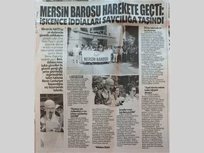Mersin Barosu, işkence ve kötü muamele iddialarına karşı suç duyurusunda bulundu