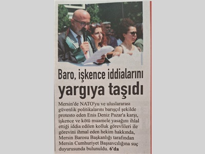 Mersin Barosu, işkence ve kötü muamele iddialarına karşı suç duyurusunda bulundu