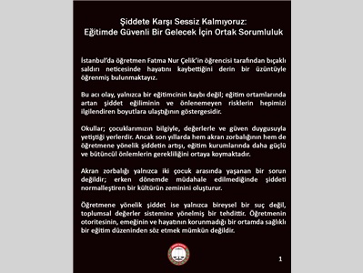 ŞİDDETE KARŞI SESSİZ KALMIYORUZ !