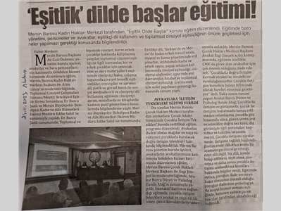 "Eşitlik Dilde Başlar" eğitimi düzenlendi