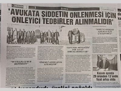 Mersin Barosu 99 yaşında