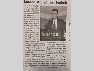 "Mersin Barosu Staj Eğitim Dönemi" açılışı yapıldı