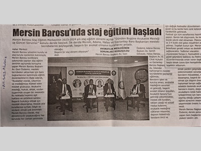 "Mersin Barosu Staj Eğitim Dönemi" açılışı yapıldı