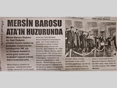 Mersin Barosu Ata'mızın huzuruna çıktı