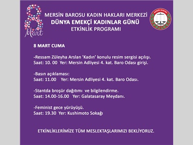 8 MART ETKİNLİK TAKVİMİ