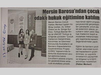 Çocuk Hakları Merkezimiz, ÇABA Avukat Eğitimine katıldı