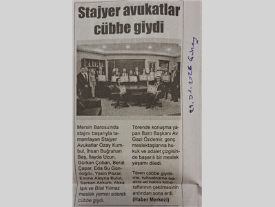 Stajyer avukatlar cübbe giydi