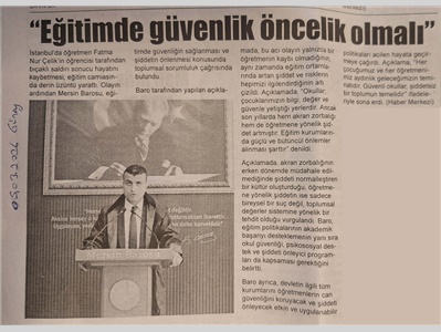 Özdemir, "Eğitimde güvenlik öncelik olmalı"