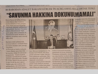 Barolar ortak açıklama yaptı: "Savunma hakkına dokunulmamalı"