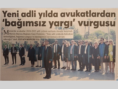 MERSİN BAROSU 2024-2025 ADLİ YIL AÇILIŞ TÖRENİ DÜZENLEDİ