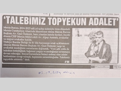 MERSİN BAROSU 2024-2025 ADLİ YIL AÇILIŞ TÖRENİ DÜZENLEDİ