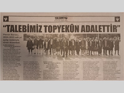 MERSİN BAROSU 2024-2025 ADLİ YIL AÇILIŞ TÖRENİ DÜZENLEDİ