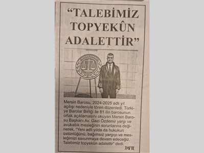 MERSİN BAROSU 2024-2025 ADLİ YIL AÇILIŞ TÖRENİ DÜZENLEDİ