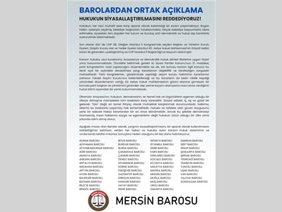 BAROLAR ORTAK AÇIKLAMA YAPTI: "HUKUKUN SİYASALLAŞTIRILMASINI REDDİDİYORUZ"