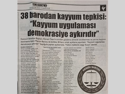 Barolardan kayyım uygulamasına tepki