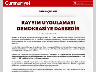 Barolardan kayyım uygulamasına tepki