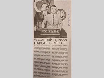 Baro Başkanımızdan 29 Ekim Cumhuriyet Bayramı mesajı