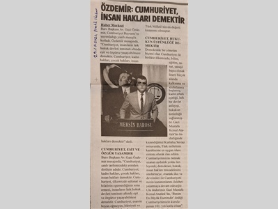 Baro Başkanımızdan 29 Ekim Cumhuriyet Bayramı mesajı