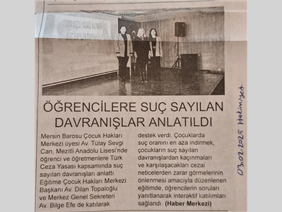 Çocuklara suç sayılan davranışlar anlatıldı