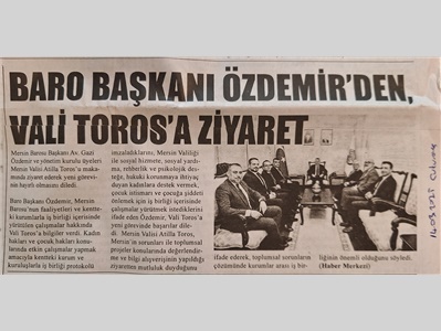 Mersin Valisi Sayın Atilla Toros'a hayırlı olsun ziyareti