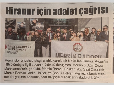 Hiranur için adalet çağrısı