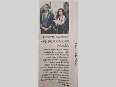 Mersin Barosu'ndan cinsiyetçi dile suç duyurusu