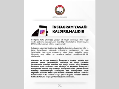BAROLAR ORTAK AÇIKLAMA YAPTI: "INSTAGRAM YASAĞI KALDIRILMALIDIR"